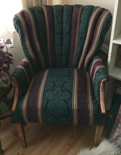 Channel-backed chair with striped upholstery